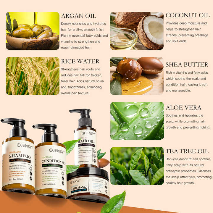 Private Label Sulfate Free Natural Vegan Organic Argan Oil Tea Tree Rosemary Oil Dandruff Shampoo and Conditioner Hair Care Set